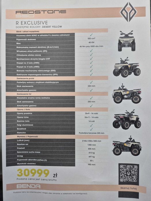 Quad ATV Benda Redstone 550 R2 Exclusive Nowy Sącz Nowy Sącz • OLX.pl