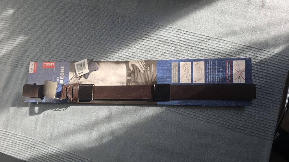 Pasek męski brązowy skórzany 125 cm