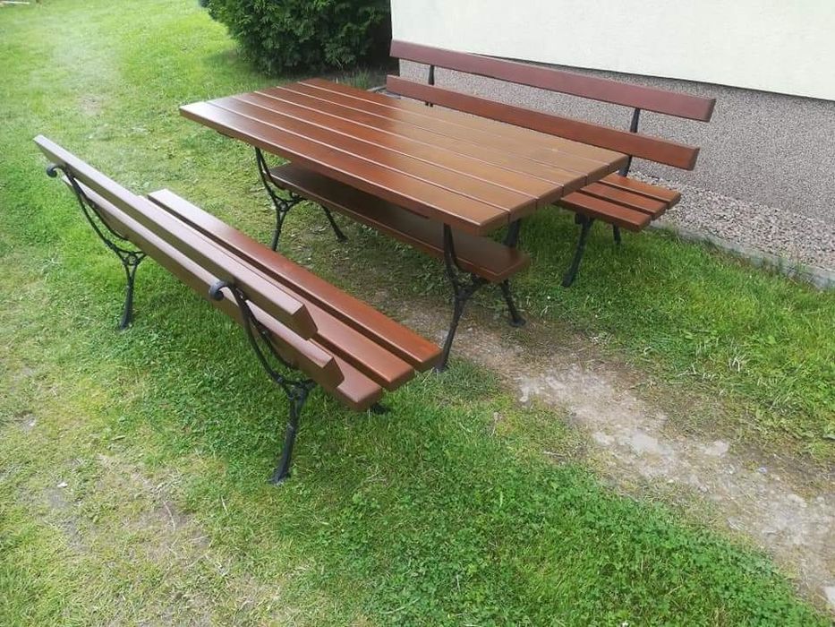 Meble ogrodowe drewniane -ławki-stoły