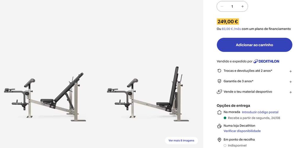 Banco de Musculação +  Halteres