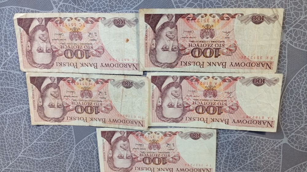 Banknot polski 100 zl z 1986,1988 roku