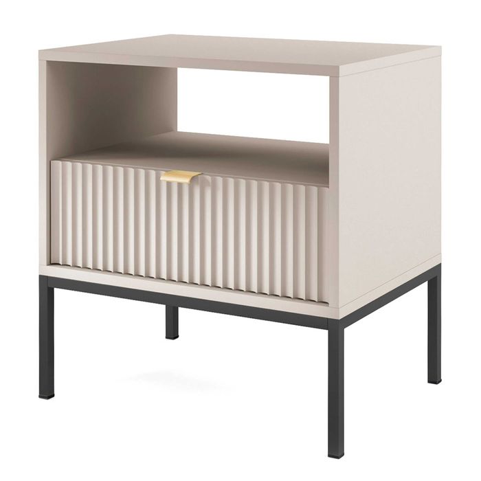 Szafka nocna do sypialni Crow S54 / Kaszmir + czarny stelaż