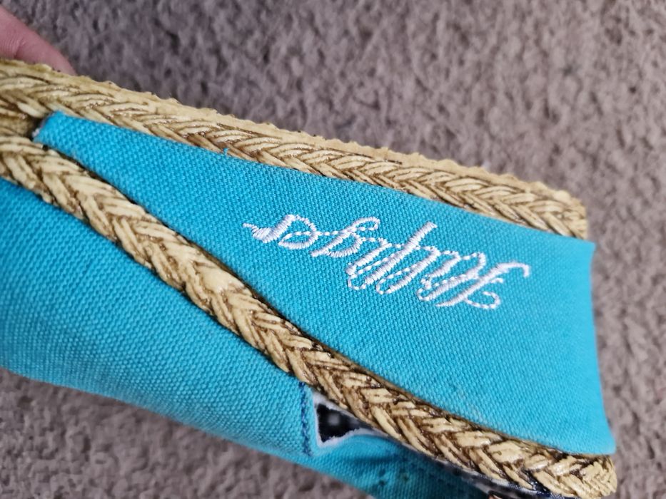 Piękne turkusowe espadryle Tommy Hilfiger na koturnie, rozm. 38