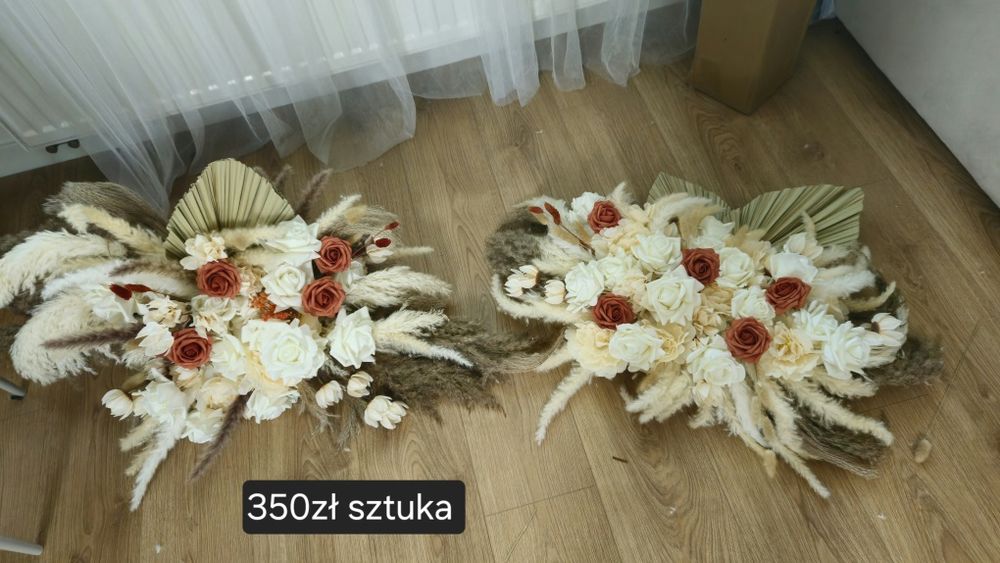 Kompozycje boho, ozdoby na wesele