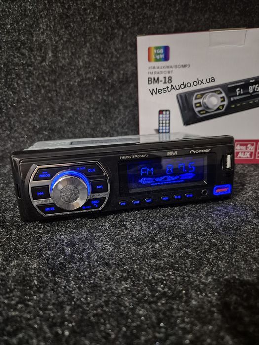 Блютуз магнітола Pioneer BM-18,змінна підсвітка,USB,AUX