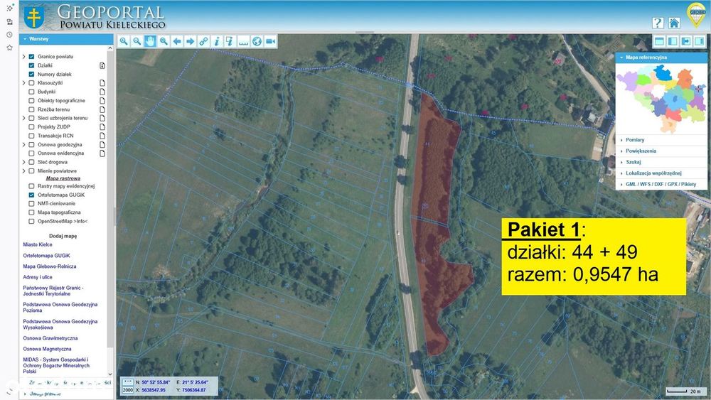 m. Nowa Słupia - działki rolne łąki przy drodze wojew. i wzdłuż rzeki