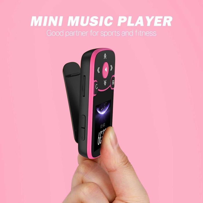 AGPTEK Odtwarzacz MP3 64GB Bluetooth 5.3 Sport Magenta