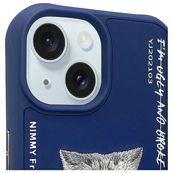 Etui Nimmy Glasses Cool Cat do iPhone 15 - niebieskie
