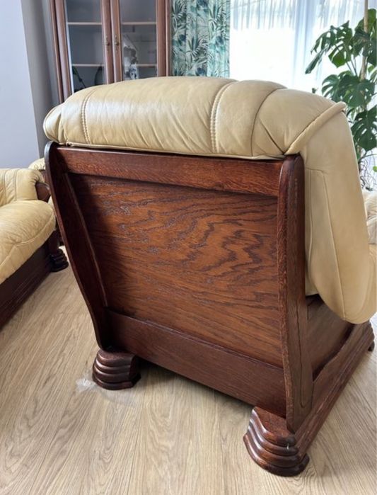 Skórzany wypoczynek komplet kanapy fotel