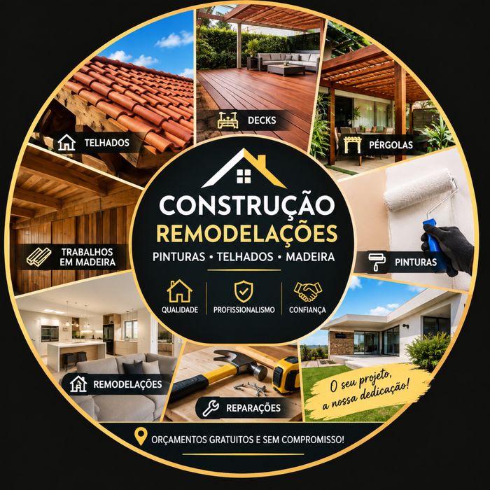 Contrução, remodelação, pinturas e trabalhos em madeira.