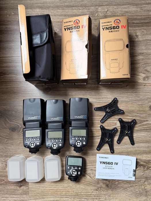 Zestaw 3× Yongnuo YN560 IV + wyzwalacz | Pudełka | Akcesoria | SONY