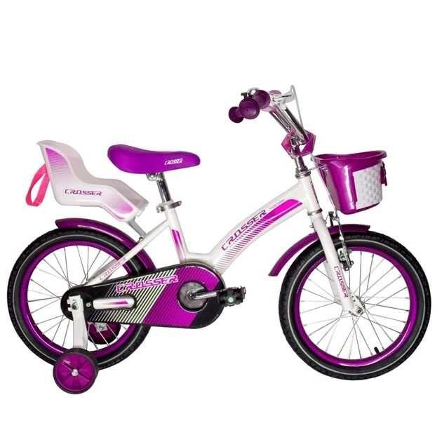 Детский велосипед Crosser Kids Bike 16″ бело - фиолетовый