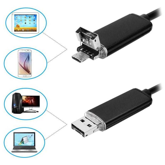 Câmera Inspeção IP67 LED USB c/ 5 metros Android, PC