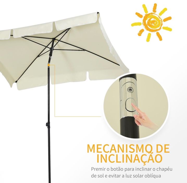 Chapéu de Sol Retangular de Jardim Outsunny com base