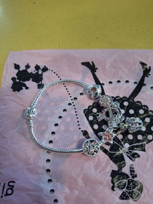 Pulseira Pandora 6 pingentes rosa