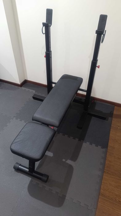 Banco de Musculação Supino Plano, Inclinável, com Suportes de Barra