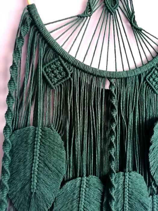 Łapacz snów duży Zielony Makrama ścienna BOHO Hand made