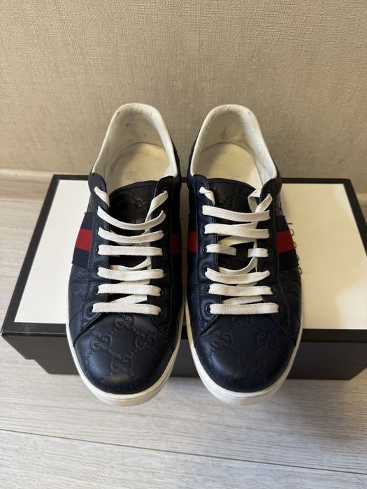 Gucci Ace Leather Web чоловічі шкіряні кросівки оригінал