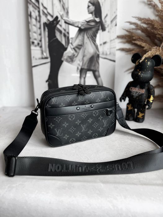 Сумка мужская черная серая Louis Vuitton Alpha messenger мессенджер