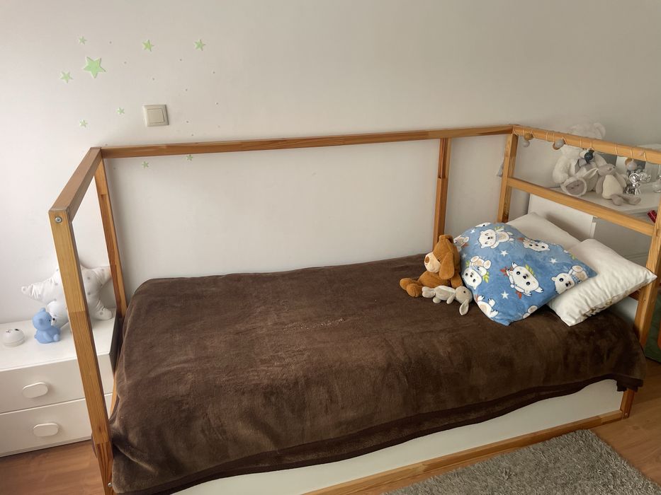 Cama reversível, branco/pinho, 90x200 cm