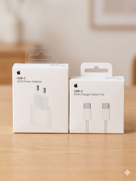 zestaw Apple USB-C: Ładowarka 20W + Kabel 60W (1m) NOWE