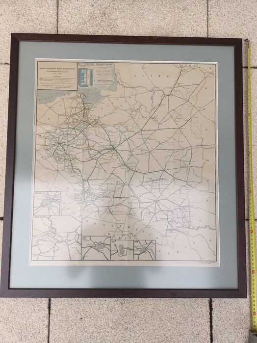 Mapa Polskie koleje PKP rok 1929.