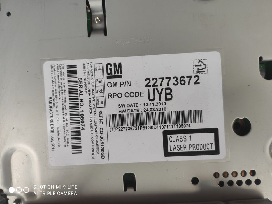 Radio Radioodtwarzacz Opel Astra J Meriva B Chevrolet Cruze