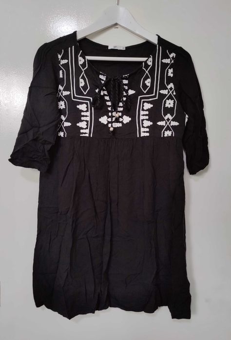 Vestido preto estilo boho detalhes brancos -  Pool, 38