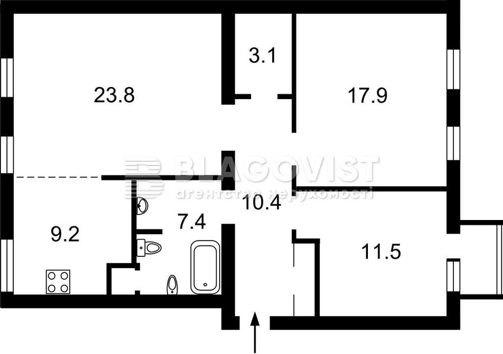 Продаж 3-к "сталінки" під ремонт, Н=3м. Тарасівська, 3, М. Університет