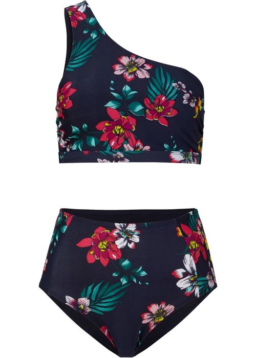 B.P.C bikini asymetryczne z figami z wysokim stanem w kwiaty 42.