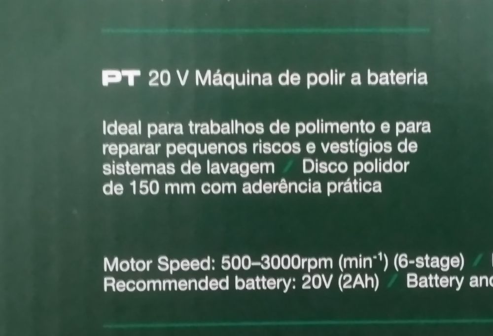 Máquina de polir a bateria Parkside 20v