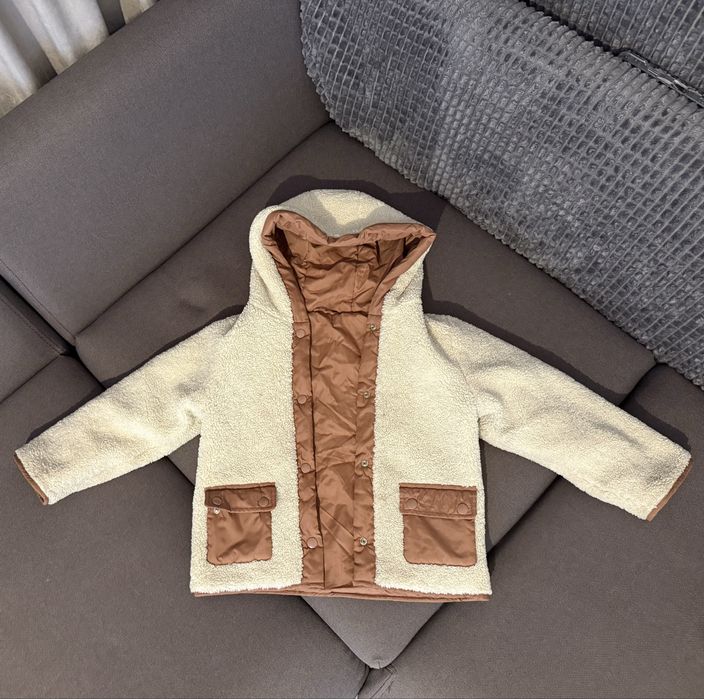 Демісезонна курта на дівчину двостороння тедді zara hm