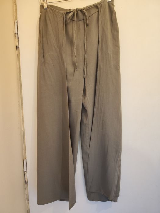 Spodnie szerokie hippie khaki wiskoza len przewiewne 40 L