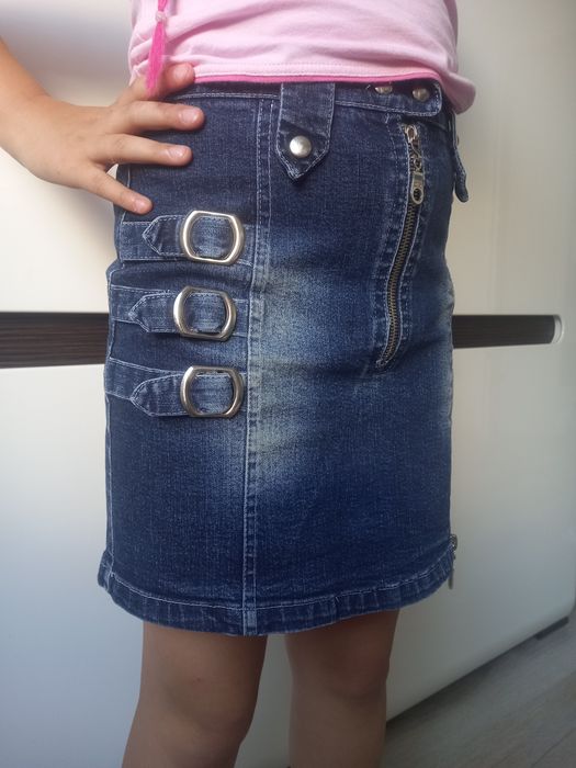 Spódniczka jeans zamek krótka Rosan-Tex 9 lat roz 134 cm