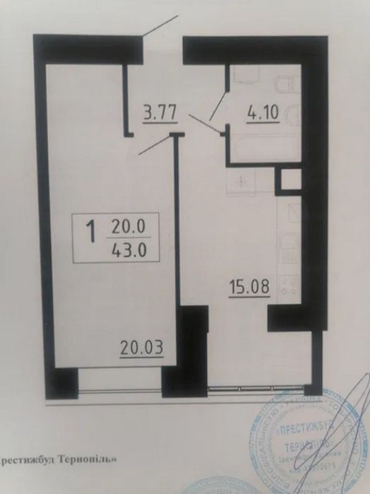 Продаж 1к квартири, 43 кв.м, ЖК Кольоровий