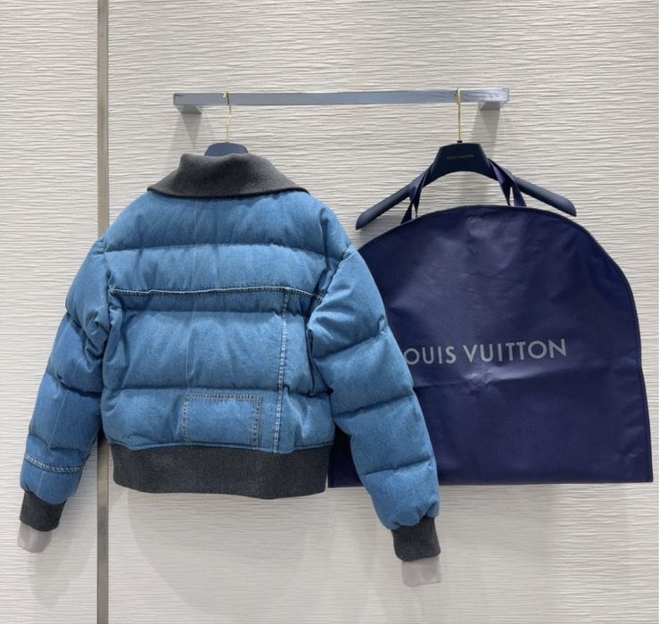 Louis Vuitton Monogram Padded Denim Jacket Jeans Puffer Bomber L