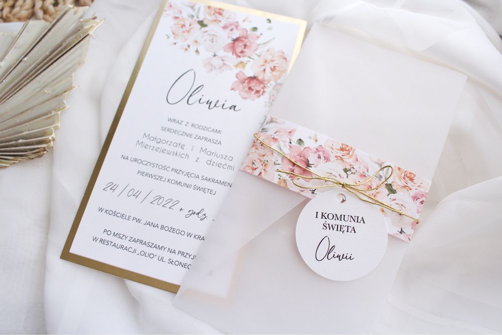 Zaproszenia na chrzest chrzciny komunię komunijne
