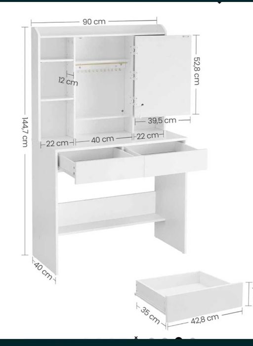 Toaletka Nowa Biała LED podświetlana trzech kolorach.