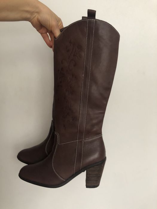 Kozaki kowbojki naturalna skóra rozm 38