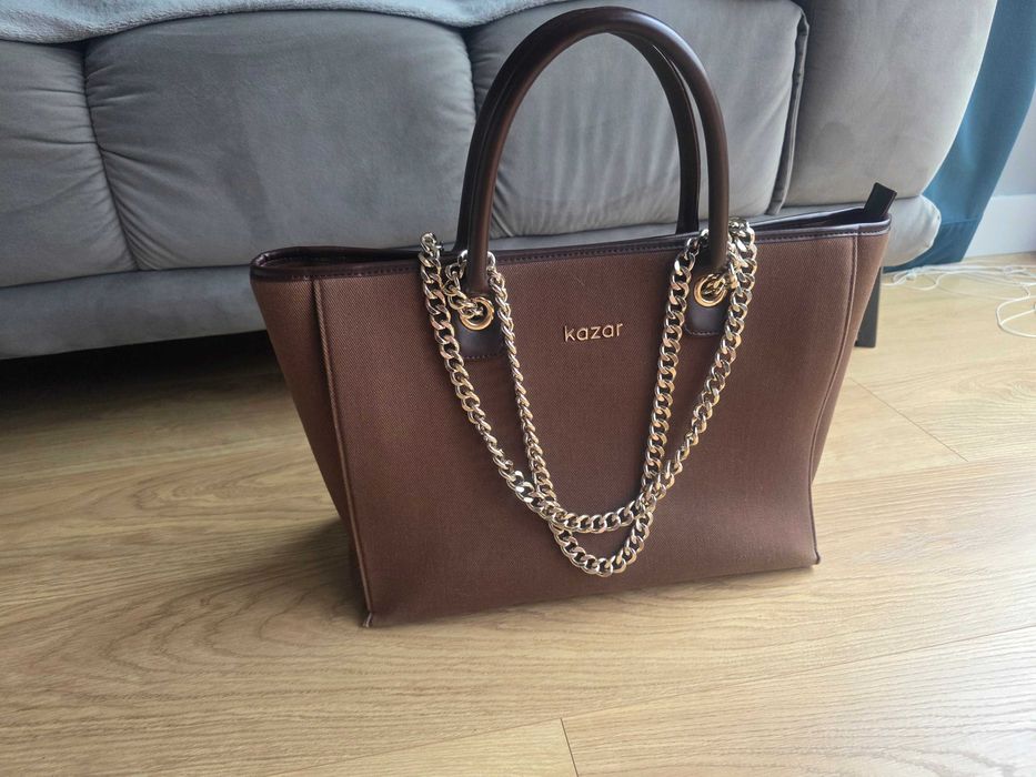 Torebka Kazar Shopper Brązowa z Łańcuszkiem