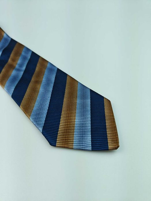 Andrew's Ties niebieski jedwabny krawat w paski paz08