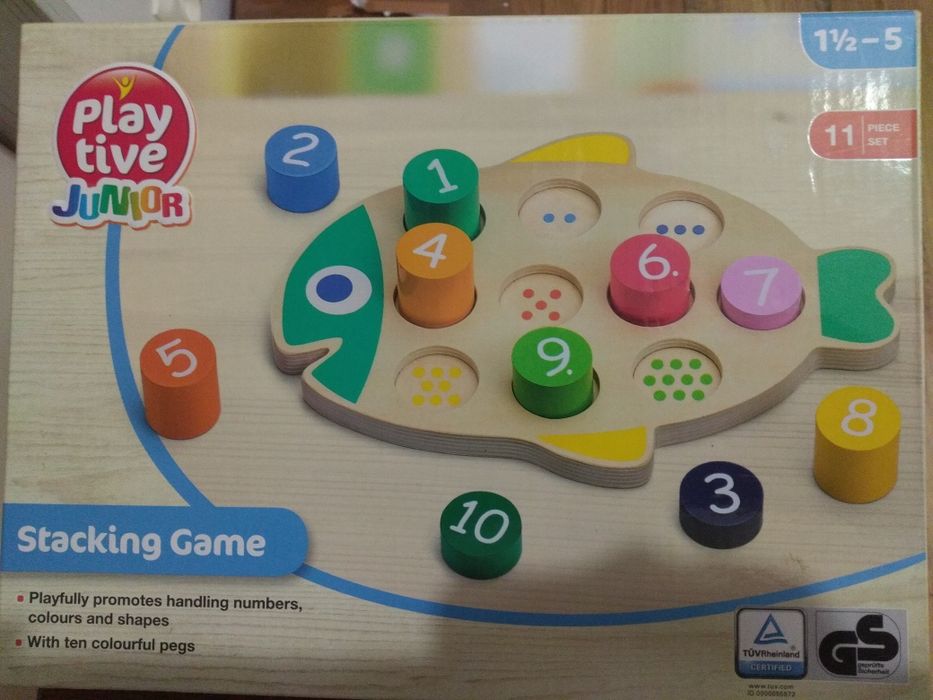 Playtive junior drewniane klocki rybka nauka liczenia liczby kolory