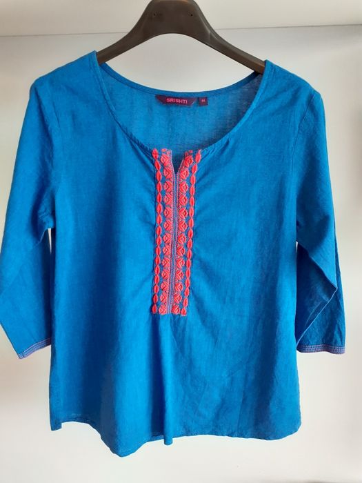 Efektowna bluzka w rozm M kobaltowa haft
