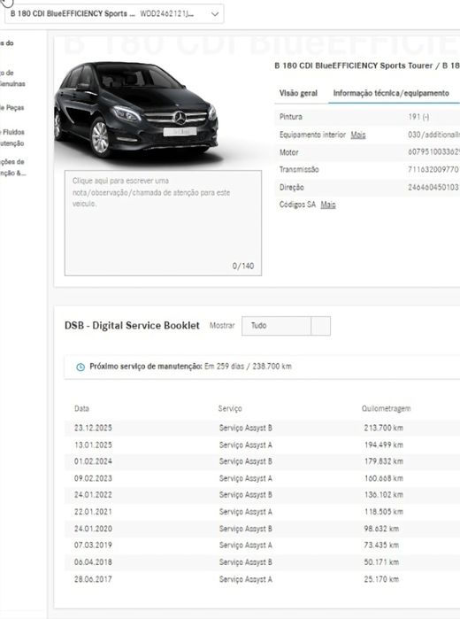 Mercedes Benz B180Cdi SportsTourer 2016 Hist Oficial Complt