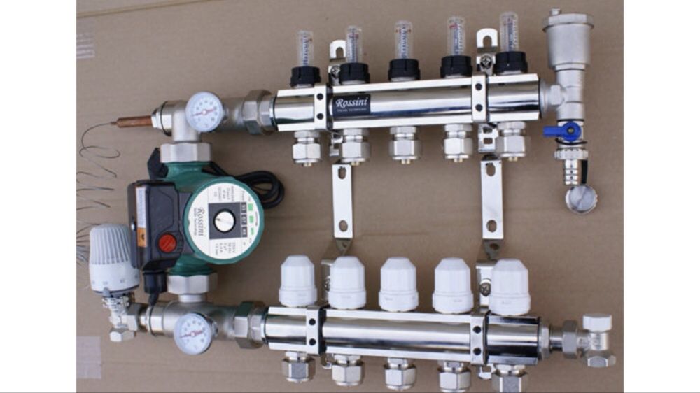 Гребёнка коллектор (2-12 Вых)тёплый пол труба d16!Полная комплектация!