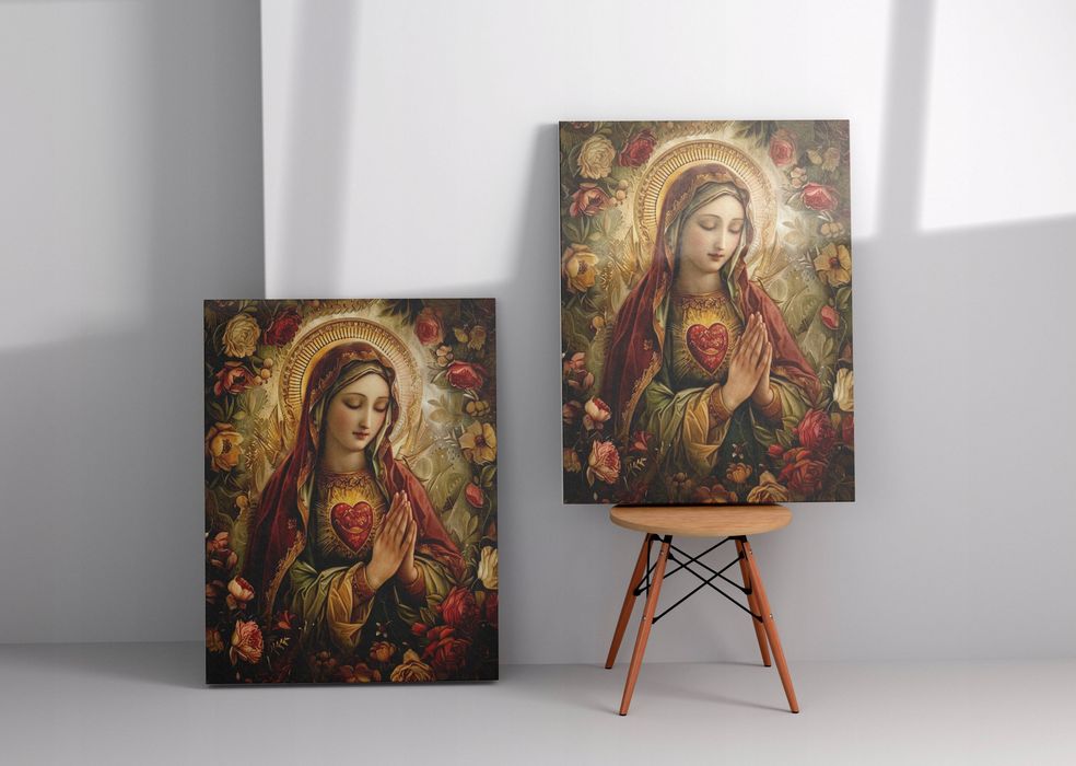 Obraz na płótnie "Serce Maryi" 30x40 cm - Religijny Motyw do Wnętrz