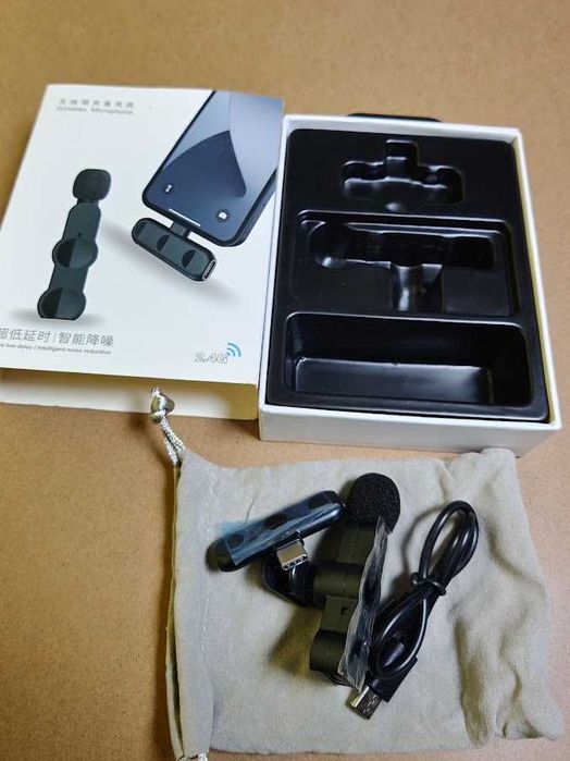 Microfone Lapela Sem Fios Wireless USB-C 2.4G para Telemóvel NOVO