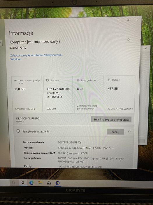 Laptop Gigabyte G6X 9KG od HaloGSM