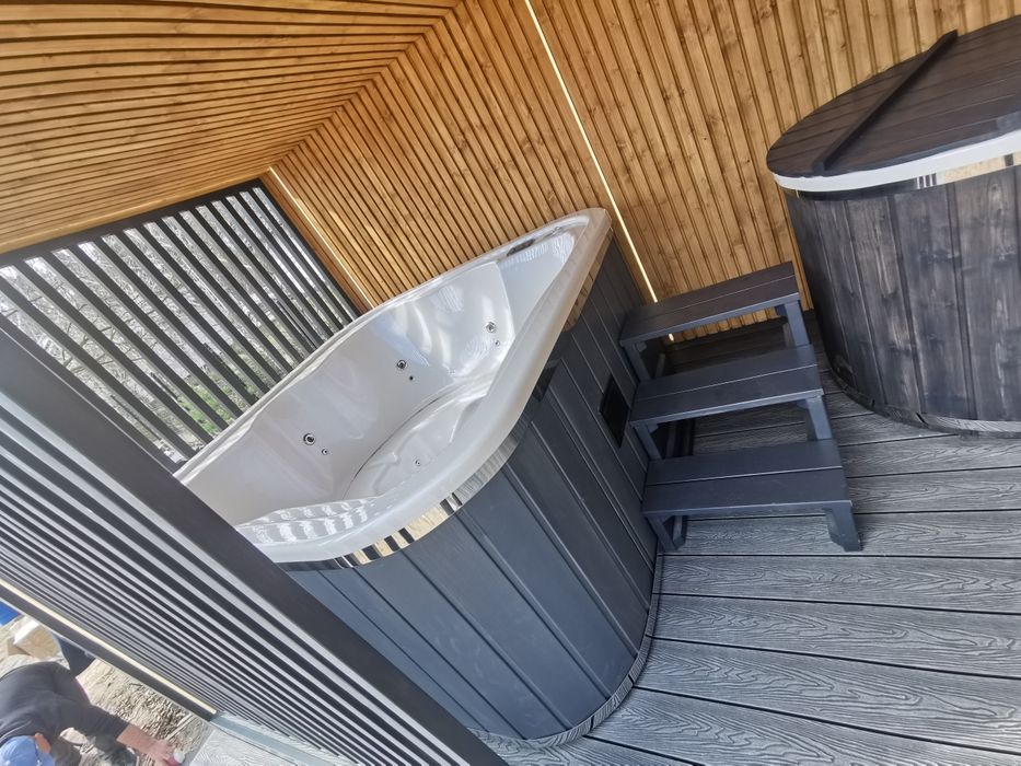 Sauna ogrodowa PREMIUM 8x2,5m Prysznic Piec Led  lamele Hit