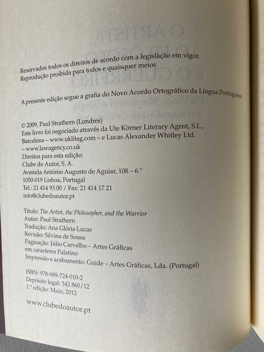 O Artista, o Filósofo e o Guerreiro, de Paul Strathern